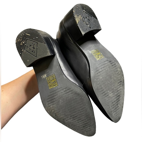 GREY CITY Black Leather Zip Booties YKK Zipper Size 6.5 - Picture 5 of 9